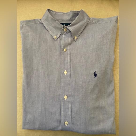Polo Ralph Lauren Vintage Yarmouth Button Down In Blue Size 16.5-32/33 - Picture 1 of 5